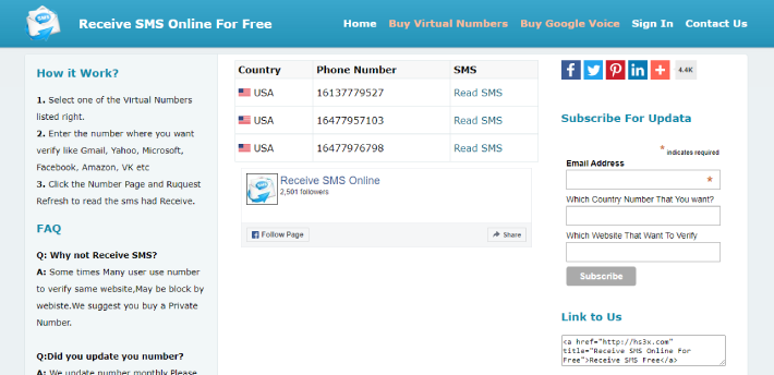 Receive SMS Online For Free